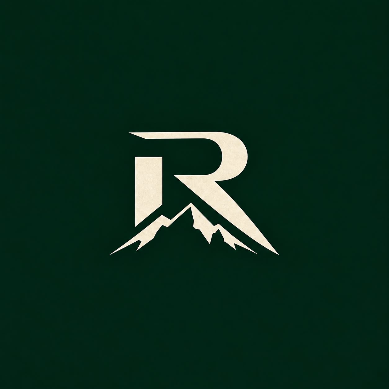 RIFEN mountain emblem in champagne on deep green
